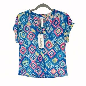 Dear Scarlett Multicolor Ikat Print Blouse | Size Small | NWT
